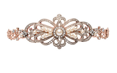 Beautiful Pearl Embellished Flapper Headband Isolated on Transparent Background PNG.
