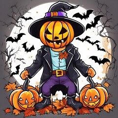 Halloween themed t shirt design ai generated