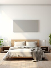  wooden frame mockup in a modern and cozy minimalist bedroom 
