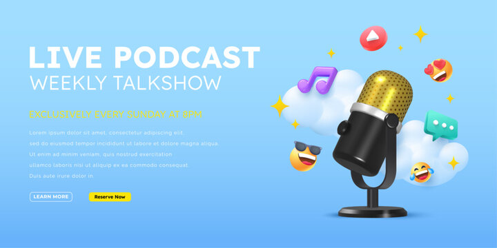 3d Microphone radio podcast illustration