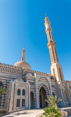 Beautiful Al Mustafa Mosque in Old Town of Sharm El Sheikh in Egypt, at sunset