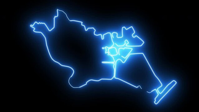 ota map of japan with glowing neon effect