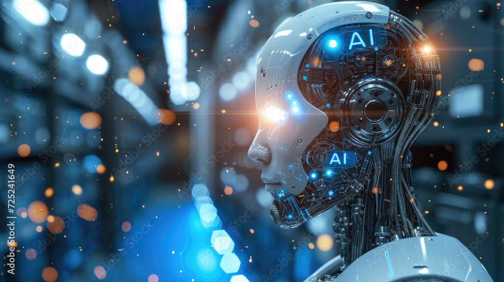 Poster The robot with the letters 