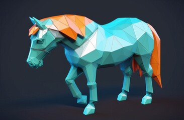 Obraz premium horse on dark background. Colorful horse isolated on background. polygon geometric pattern in pop art style for posters, banners