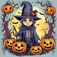 Fototapeta premium Halloween themed t shirt design ai generated