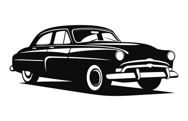 Vintage classic Car vector black Silhouette isolated on a white background