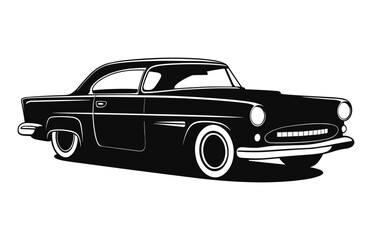 A Vintage classic car Silhouette black Vector illustration