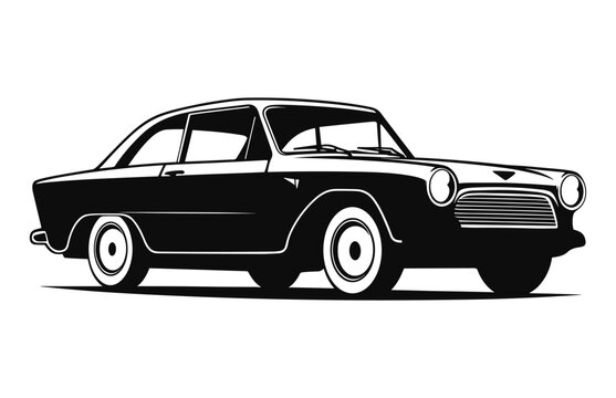 Vintage classic Car vector black Silhouette isolated on a white background