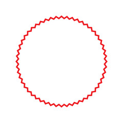 Zig-zag circle collection in red color. sharp and rounded waves edge. Sale and big set of red zig-zag circle sticker, Sale and discount template sticker. Red sale labels isolated.