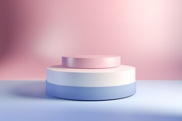 Round pedestal podium on pink background. Minimal scene for product display presentation