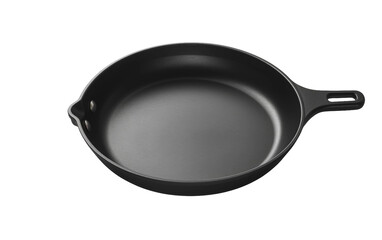 Commercial Steel Skillet Isolated on Transparent Background PNG.