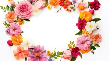 Beautiful flower frame isolated on white background ,generative ai