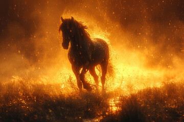 horse in the sunset - 725243664