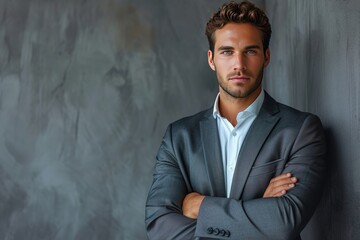 picture image of attractive confident young businessman guy hot model appearance isolated background - Powered by Adobe
