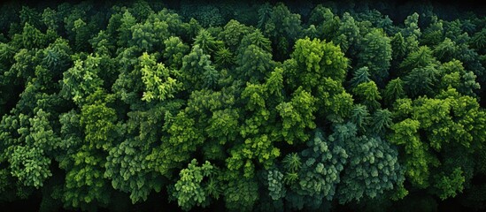 Naklejka premium forest with aerial top view, forest ecosystem on green background