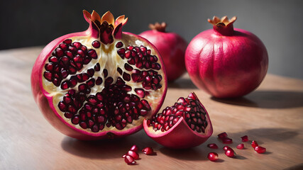 Organic pomegranate close up texture