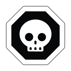 danger black octagon skull warning sign of caution hazard traffic toxic poison icon symbol vector flat design for badges emblems website mobile isolated on white Background