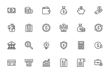 money and finance icon set vector