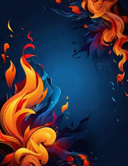 Abstract blue fire particles texture. Generative AI.