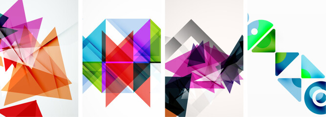 Set of abstract random triangle composition backgrounds. Vector illustration for for wallpaper, business card, cover, poster, banner, brochure, header, website