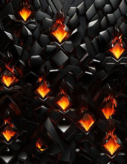 Fire black diamond. Generative AI.