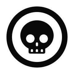 Fototapeta premium danger circle skull warning sign of caution hazard traffic toxic poison icon symbol vector flat design for badges emblems website mobile isolated on white Background