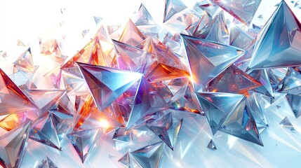 glass triangle fractal, in the style of white background, scattered composition - Powered by Adobe
