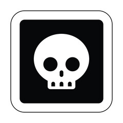 Fototapeta premium danger black outline square shapes skull warning sign of caution hazard traffic toxic poison icon symbol vector flat badges emblems design for website mobile isolated on white Background