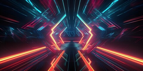 retro neon light abstract space background