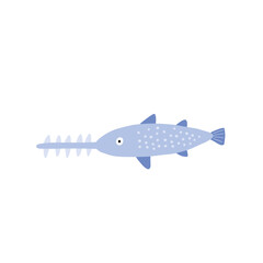 Cute cartoon undersea world. Deep Ocean or sea with fish and aquatic plants. Vector illustration in flat style