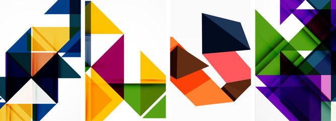 Set of abstract random triangle composition backgrounds. Vector illustration for for wallpaper, business card, cover, poster, banner, brochure, header, website