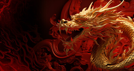 Chinese golden Dragon as symbol of 2024