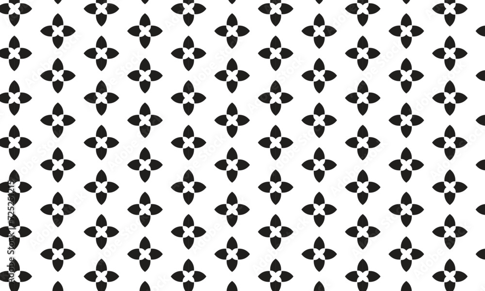 Poster abstract repeatable black flower pattern.