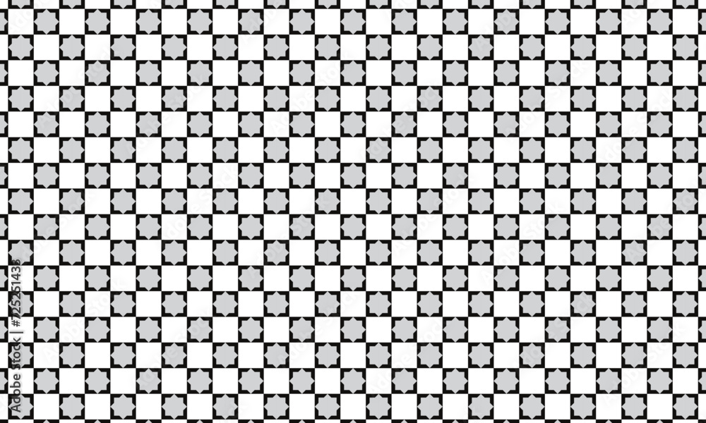 Poster abstract repeatable seamless grey star on black pattern.