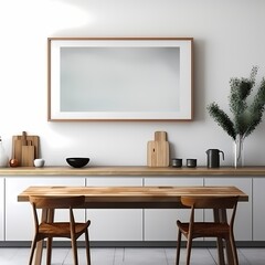 vertical frame mockup in classic minimal kitchen design 