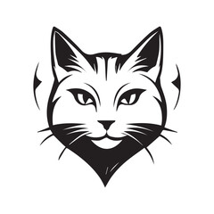 A minimalist, logo featuring a sleek and stylized cat head against a white background awesome, professional, vector logo, simple