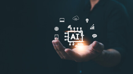 Ai technology, Artificial Intelligence. man using technology smart robot AI, artificial...
