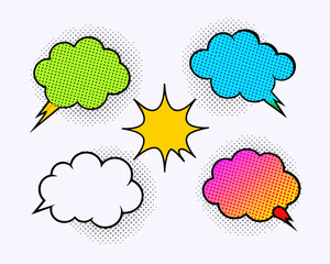 comic colorful blank speech bubbles collection