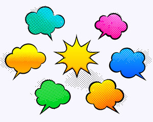 comic colorful blank speech bubbles collection