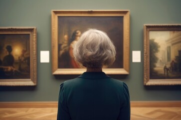 old women watching at blur frames 