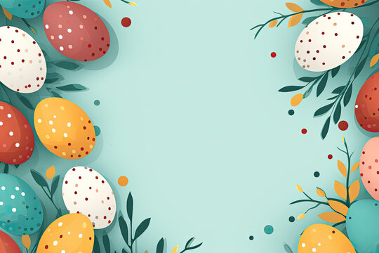 Vector illustration of top view easter Eggs banner, Poster for Happy Easter day.