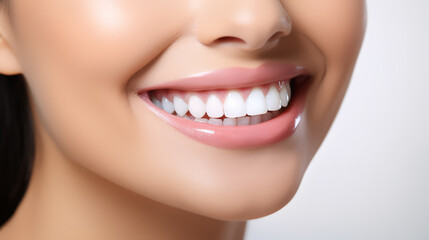 Obraz premium Woman smiling with healthy white teeth , an Oral day , Dentist day,Mouth and oral care