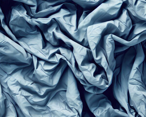 Blue crumpled fabric texture background