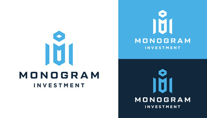 Initial Letter M MI IM Monogram with Modern Futuristic Line Art Logo Design