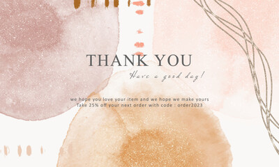 luxury watercolor thank you card, printable custom greeting card for your project	