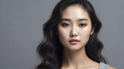 fresh skin on plain background, skin care ad concept from Generative AI