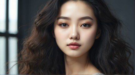 Naklejka premium fresh skin on plain background, skin care ad concept from Generative AI