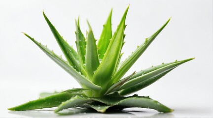 Aloe vera leaves on plain white background from Generative AI