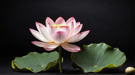 A lotus flower on plain black background from Generative AI
