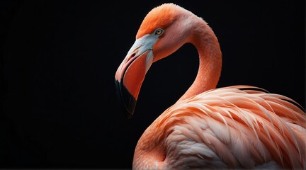 A flamingo on plain black background from Generative AI